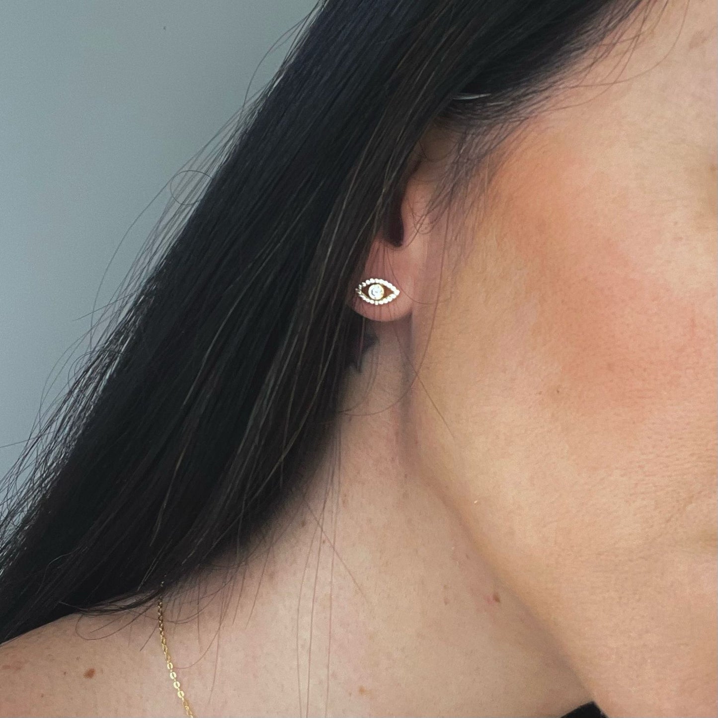 Boucle d'oreille plaqué or et zircon - Rastelli Paris