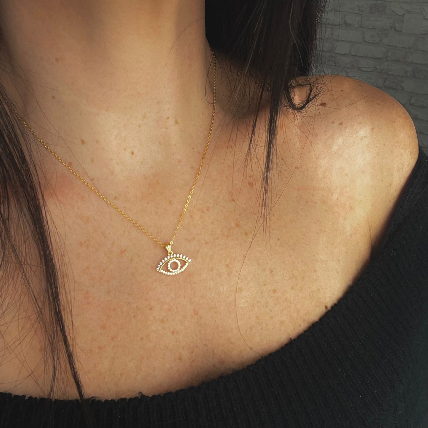 Collier pendentif plaqué or et zircon - Rastelli Paris