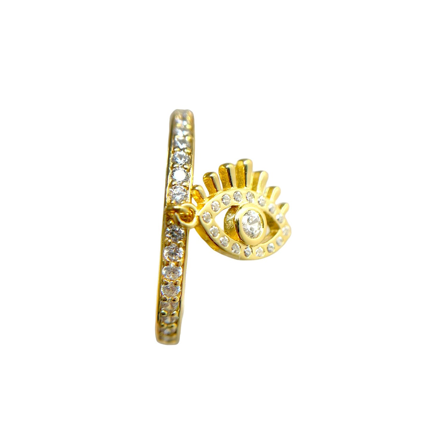 Bague ajustable plaqué or et zircon - Rastelli Paris