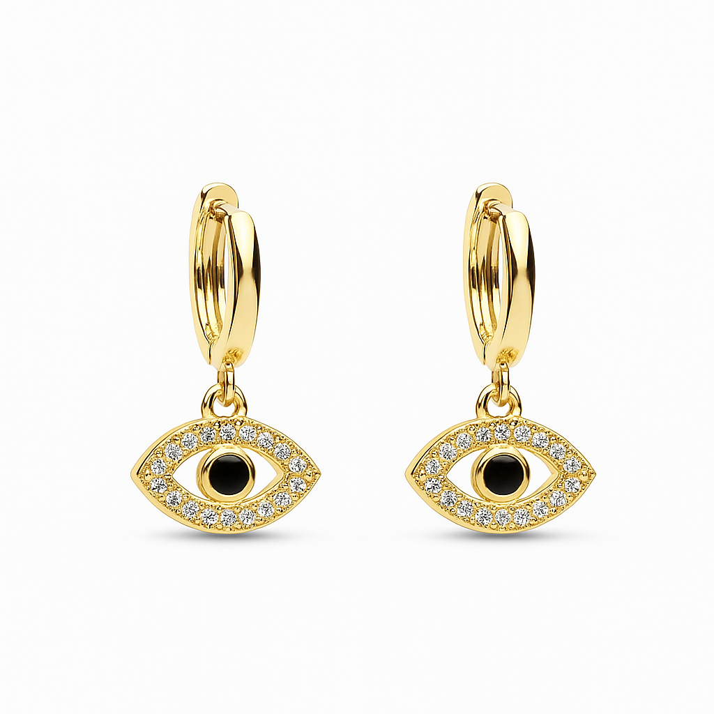 Boucle d'oreille plaqué or et zircon