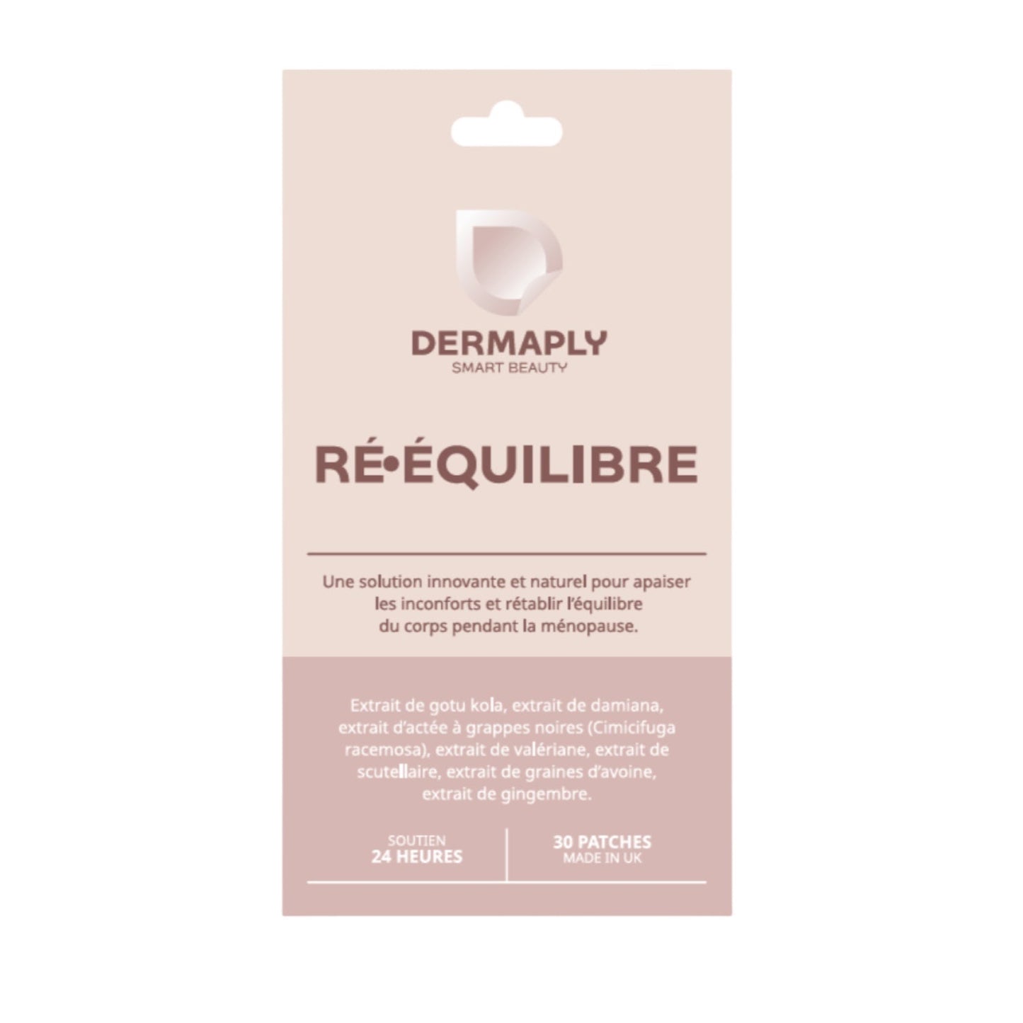 Patch Rééquilibre Dermaply | Gotu-Kola, Damiana, Valériane & Ginseng | Sérénité, Équilibre & Bien-être Intérieur | 30 Patches | 100% Naturel