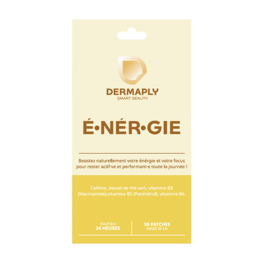 Patch Énergie Transdermique Dermaply | Caféine, Thé Vert & Vitamines B | Vitalité & Concentration Naturelle | 30 Patches | Vegan & Cruelty Free